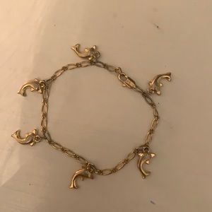 Gold Dolphin Charm Bangle